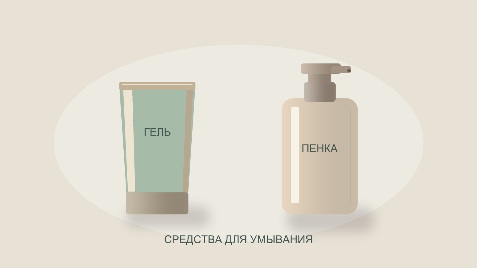 Иллюстрация геля и пенки для умывания.