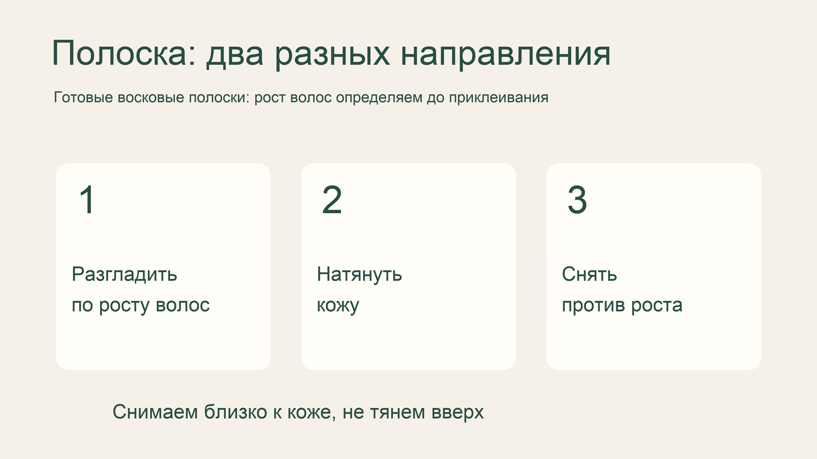 Схема применения готовой восковой полоски с указанием направлений движения.